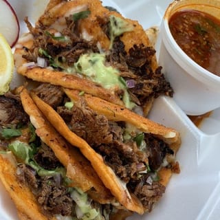 3 Birria Queso Tacos with Consomé