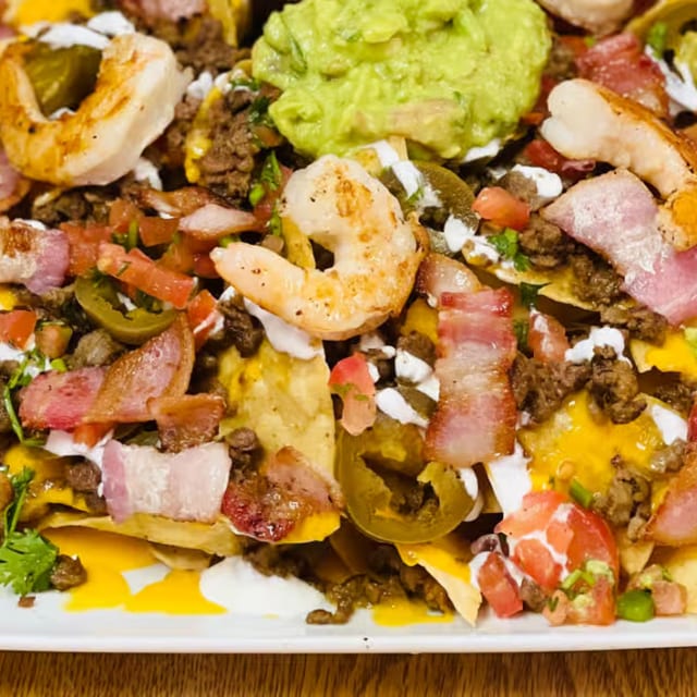 Shrimp & Bacon Nachos.