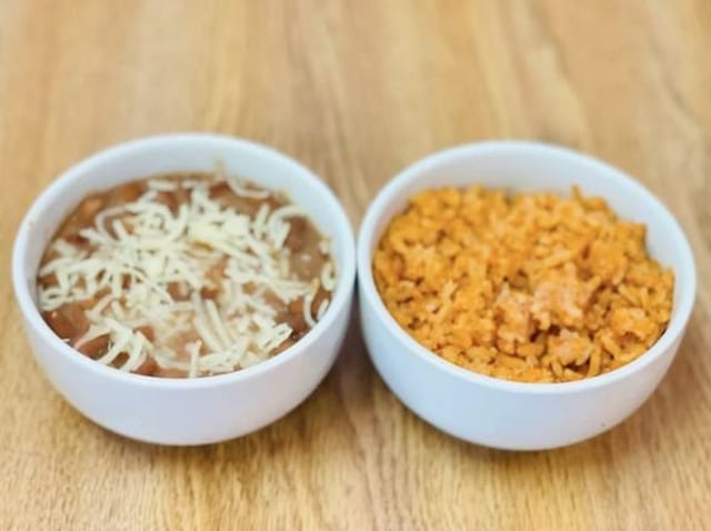 Kids Quesadilla with Rice and Beans.